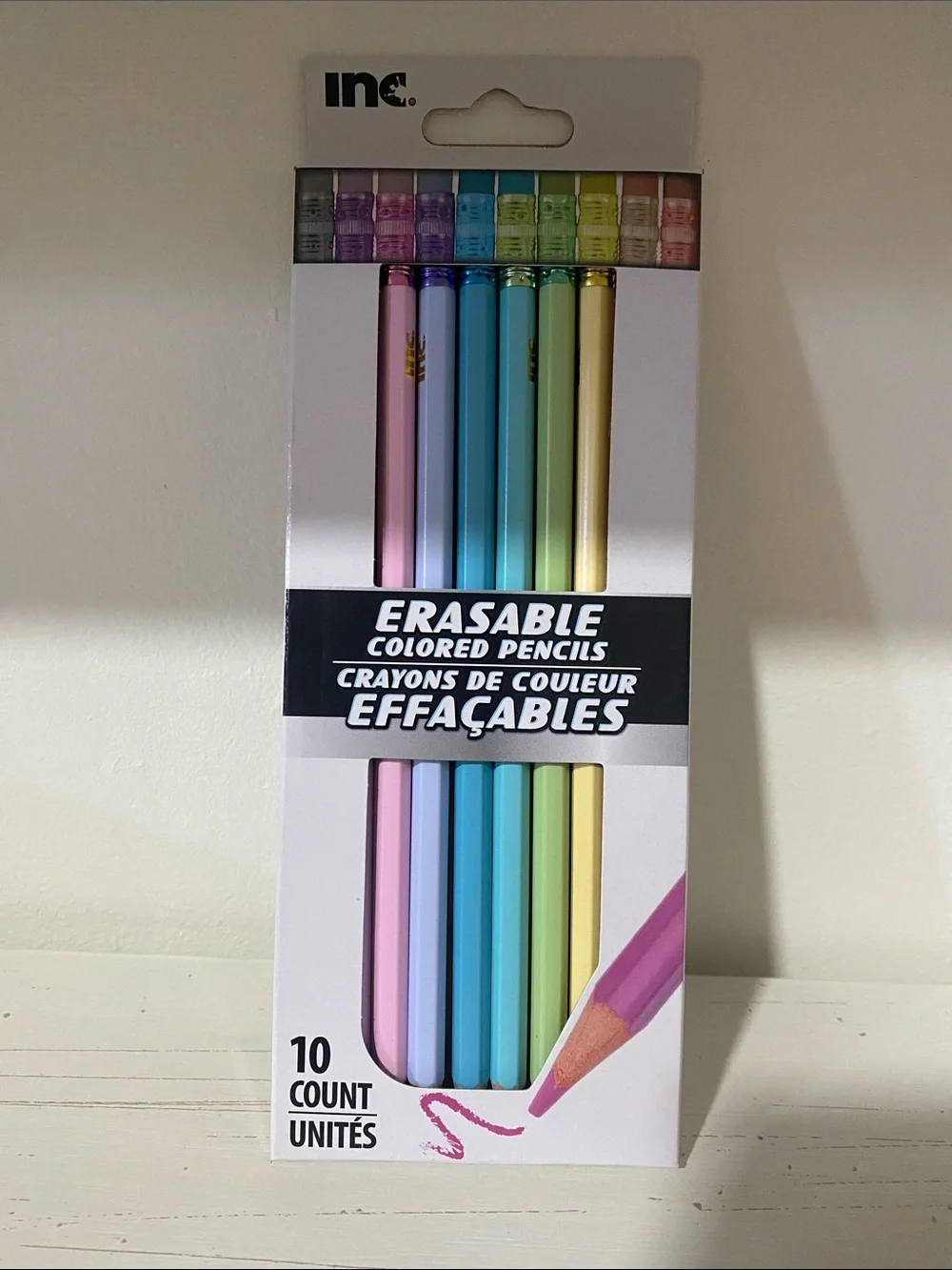 INC Erasable Colored Pencils Pastels 10 Count VIRAL